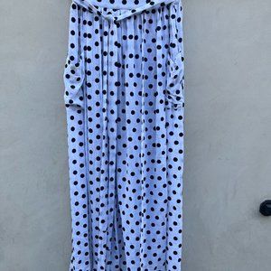 Mara Hoffman Swim Cover-up in White and Black Polka Dot with Sash Belt Large
